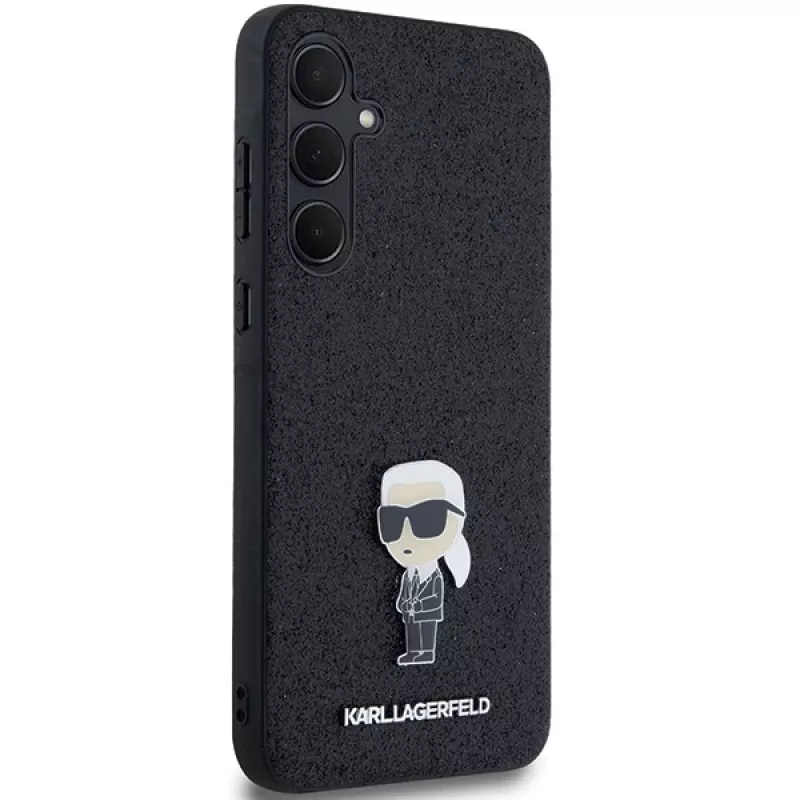 KARL LAGERFELD Ikonik hardcase voor Samsung Galaxy A55 5G - zwart glitter met metaal pin