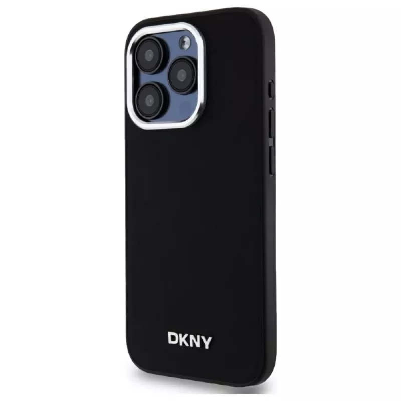 DKNY DKHMP15LPSCMCLK Hard Case voor Apple iPhone 15 Pro 6,1 inch zwart effen logo MagSafe