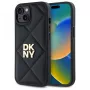 DKNY DKHCP14SPQDSLK Quilted Stack Logo Back Cover voor Apple iPhone 14 6,1 inch zwart