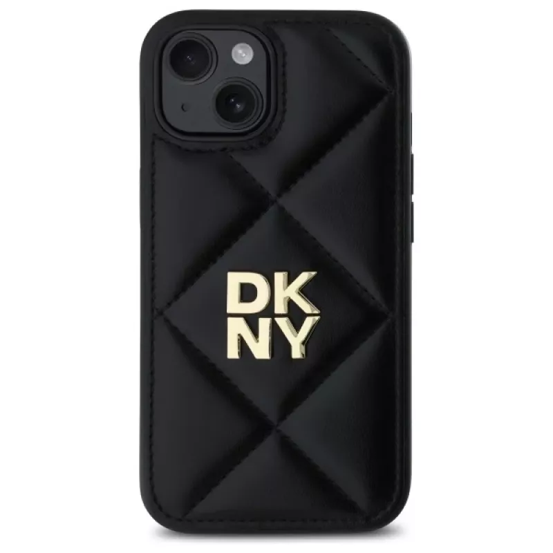 DKNY DKHCP14SPQDSLK Quilted Stack Logo Back Cover voor Apple iPhone 14 6,1 inch zwart