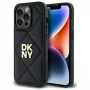 DKNY DKHCP14LPQDSLK Quilted Stack Logo Back Cover Case voor Apple iPhone 14 Pro 6,1 inch zwart