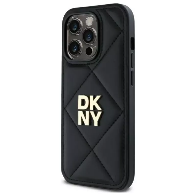 DKNY DKHCP14LPQDSLK Quilted Stack Logo Back Cover Case voor Apple iPhone 14 Pro 6,1 inch zwart