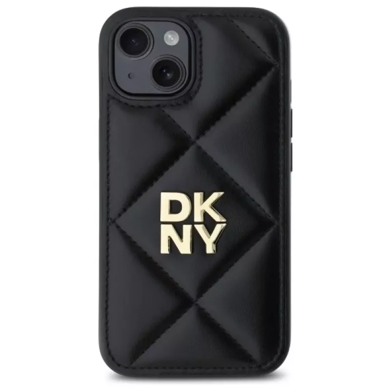 DKNY DKHCP15SPQDSLK Quilted Stack Logo Back Cover voor Apple iPhone 15 6,1 inch zwart
