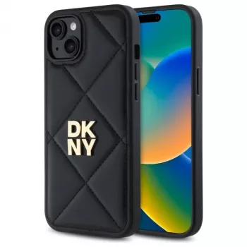 DKNY DKHCP15MPQDSLK Quilted Stack Logo Case voor iPhone 15 Plus 6,7 inch zwart
