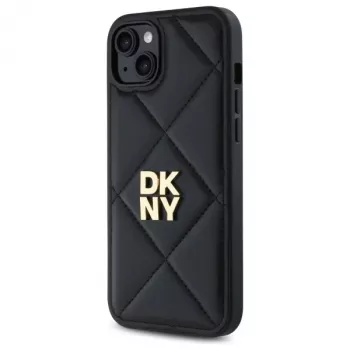 DKNY DKHCP15MPQDSLK Quilted Stack Logo Case voor iPhone 15 Plus 6,7 inch zwart