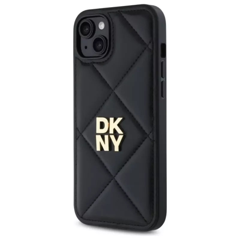 DKNY DKHCP15MPQDSLK Quilted Stack Logo Case voor iPhone 15 Plus 6,7 inch zwart