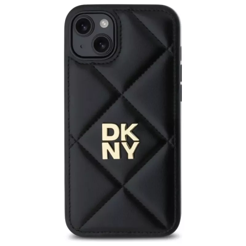DKNY DKHCP15MPQDSLK Quilted Stack Logo Case voor iPhone 15 Plus 6,7 inch zwart