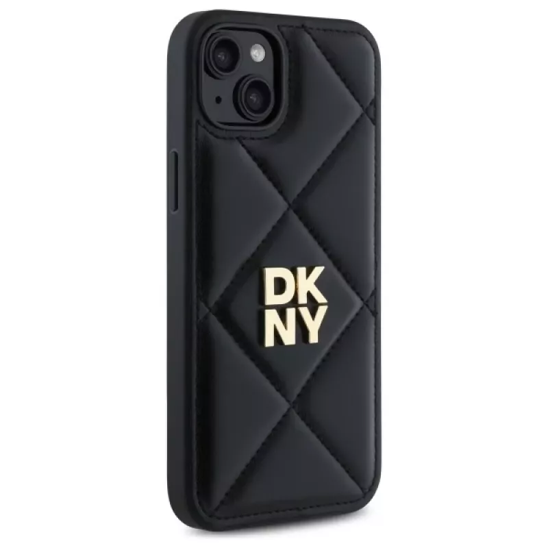 DKNY DKHCP15MPQDSLK Quilted Stack Logo Case voor iPhone 15 Plus 6,7 inch zwart