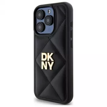 DKNY DKHCP15XPQDSLK Quilted Stack Logo achterkant hoesje voor Apple iPhone 15 Pro Max 6,7 inch zwart