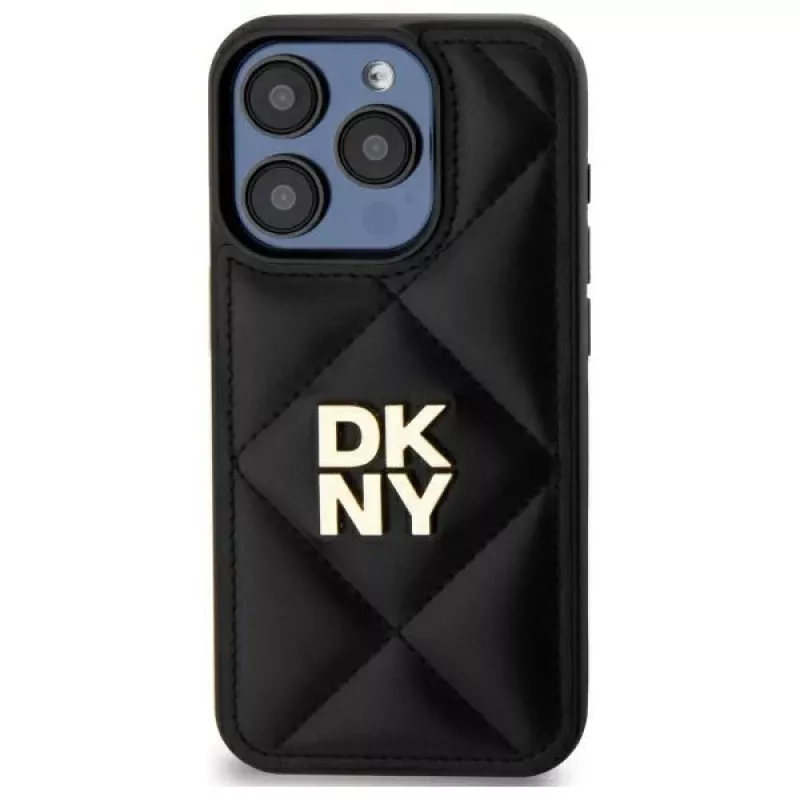 DKNY DKHCP15XPQDSLK Quilted Stack Logo achterkant hoesje voor Apple iPhone 15 Pro Max 6,7 inch zwart