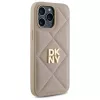 DKNY DKHCP14LPQDSLE Quilted Stack Logo Back Cover voor iPhone 14 Pro 6,1 inch - beige