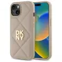 DKNY DKHCP15SPQDSLE Quilted Stack Logo Case voor iPhone 15 6,1 inch beige