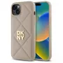 DKNY DKHCP15MPQDSLE quilted stack logo back cover voor iPhone 15 Plus - beige