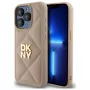DKNY DKHCP15LPQDSLE quilted stack logo case voor iPhone 15 Pro 6.1 beige