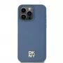 DKNY DKHMP15SPSHRPSB iPhone 15 / 14 / 13 6.1 blauwe hardcase leerlook metaallogo MagSafe