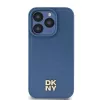 DKNY DKHMP15LPSHRPSB iPhone 15 Pro 6.1 blauwe hardcase leer monogrampatroon metaallogo MagSafe