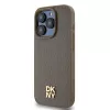 DKNY DKHMP14XPSHRPSW Hard Case voor iPhone 14 Pro Max 6,7 inch bruin lederlook met metaallogo MagSafe