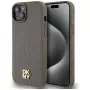 DKNY DKHMP15SPSHRPSW iPhone 15 / 14 / 13 6,1 inch hardcase bruin lederlook metaallogo MagSafe