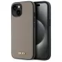 DKNY DKHMP15SPGHLME hardcase voor Apple iPhone 15 6,1 inch beige grained metaallogo MagSafe