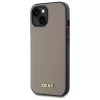 DKNY DKHMP15SPGHLME hardcase voor Apple iPhone 15 6,1 inch beige grained metaallogo MagSafe