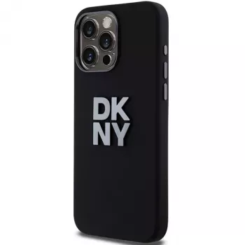 DKNY DKHCP15LSMCBSK hardcase liquid silicone case voor Apple iPhone 15 Pro 6,1 inch zwart met metaallogo