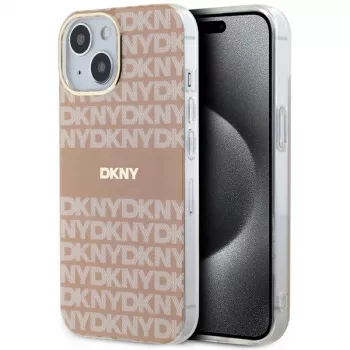 DKNY DKHMP15SHRHSEP Hardcase IML Mono & Stripe MagSafe voor iPhone 15/14/13 6,1 inch roze