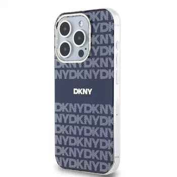 DKNY DKHMP15LHRHSEB iPhone 15 Pro 6.1 blauwe hardcase IML mono & stripe MagSafe