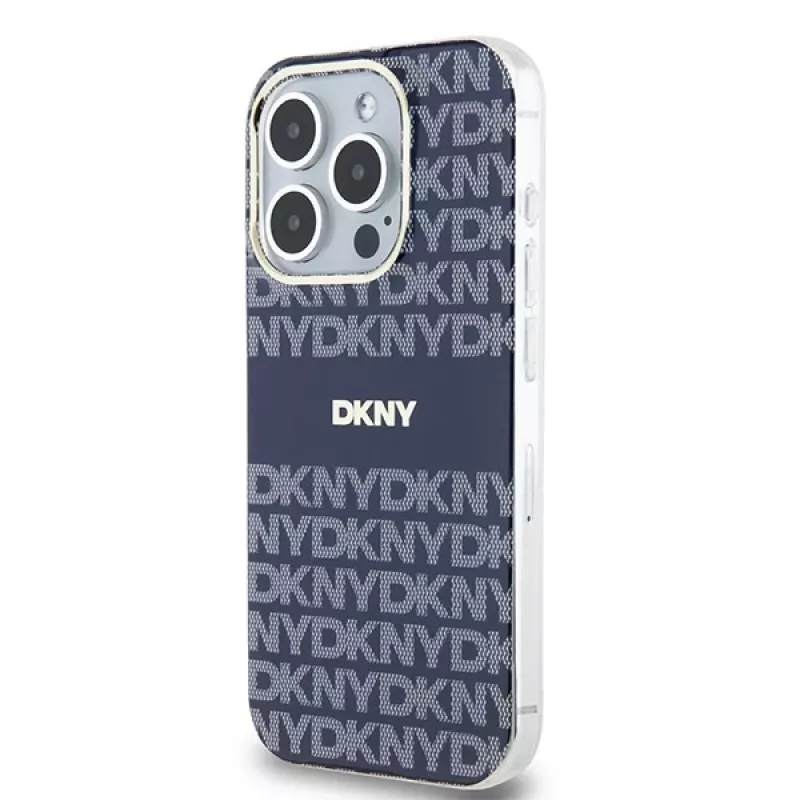 DKNY DKHMP15LHRHSEB iPhone 15 Pro 6.1 blauwe hardcase IML mono & stripe MagSafe