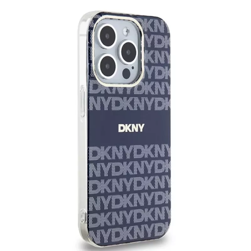 DKNY DKHMP15LHRHSEB iPhone 15 Pro 6.1 blauwe hardcase IML mono & stripe MagSafe
