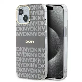 DKNY DKHMP15SHRHSEE Hardcase voor Apple iPhone 15 / 14 / 13 6,1 inch beige IML Mono & Stripe MagSafe