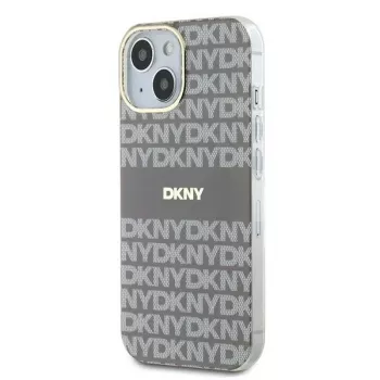 DKNY DKHMP15SHRHSEE Hardcase voor Apple iPhone 15 / 14 / 13 6,1 inch beige IML Mono & Stripe MagSafe