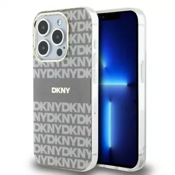 DKNY DKHMP15LHRHSEE Hardcase voor Apple iPhone 15 Pro 6,1 inch beige IML Mono & Stripe MagSafe
