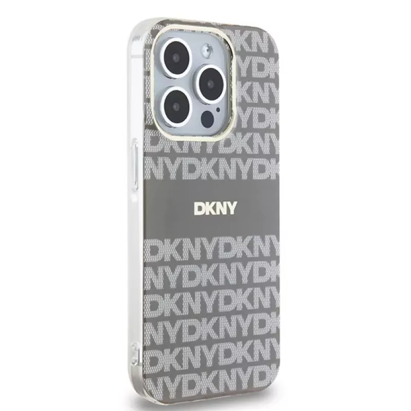 DKNY DKHMP15LHRHSEE Hardcase voor Apple iPhone 15 Pro 6,1 inch beige IML Mono & Stripe MagSafe