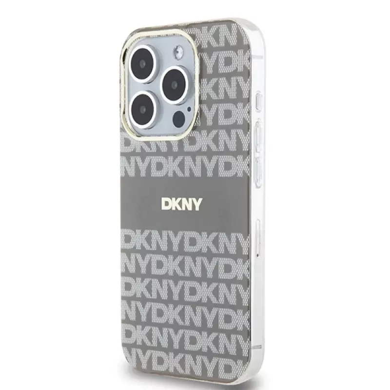 DKNY DKHMP15XHRHSEE Hardcase voor iPhone 15 Pro Max 6,7 inch beige IML Mono & Stripe MagSafe