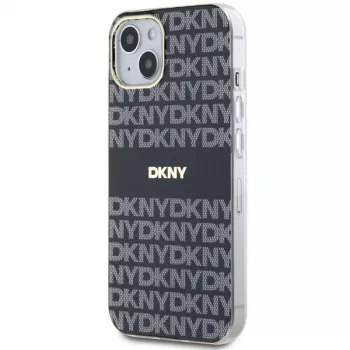 DKNY DKHMP14SHRHSEK IML Mono & Stripe Hardcase voor iPhone 14/15/13 6,1 inch zwart MagSafe