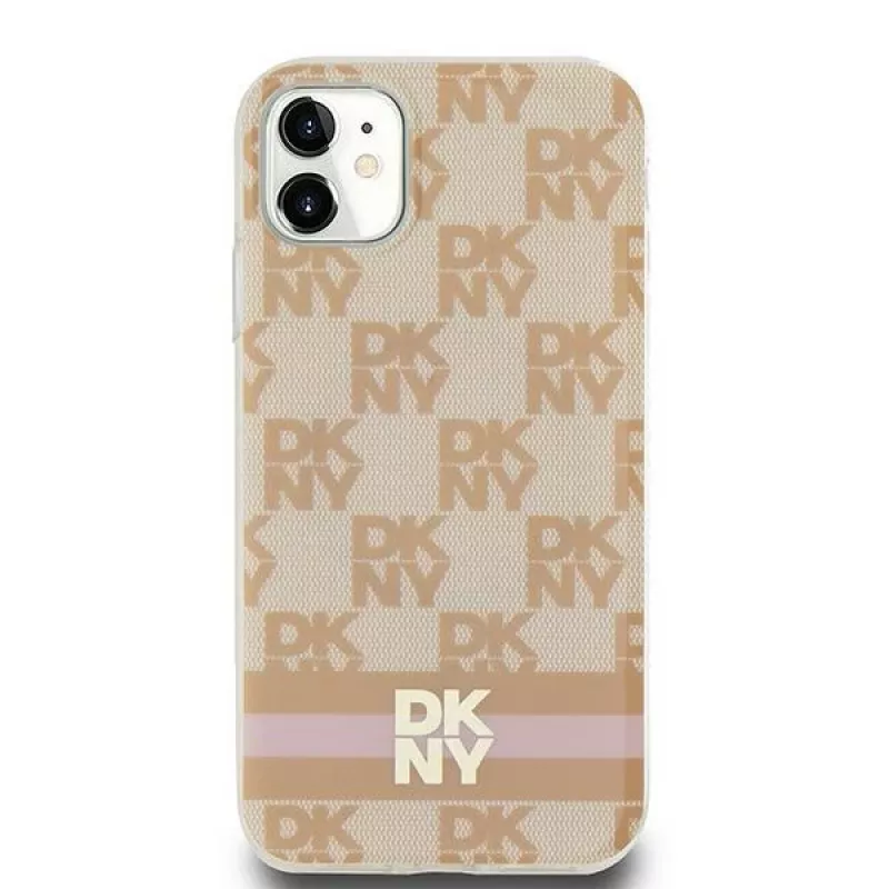 DKNY DKHMN61HCPTSP Hardcase voor iPhone 11 / XR 6,1 inch roze Checkered Mono Pattern & Printed Stripes MagSafe