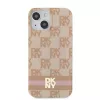 DKNY DKHMP15SHCPTSP Hardcase voor iPhone 15 / 14 / 13 6,1 inch roze Checkered Mono Pattern & Printed Stripes MagSafe