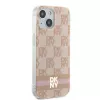 DKNY DKHMP15SHCPTSP Hardcase voor iPhone 15 / 14 / 13 6,1 inch roze Checkered Mono Pattern & Printed Stripes MagSafe