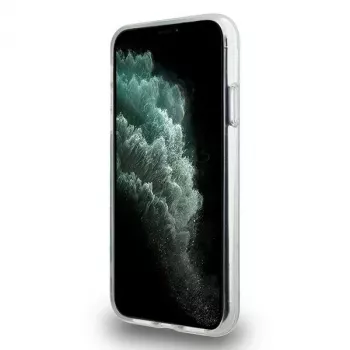 DKNY DKHMN61HCPTSK hardcase voor Apple iPhone 11 / XR 6,1 inch - zwart met geruit mono patroon en bedrukte strepen, MagSafe-compatibel