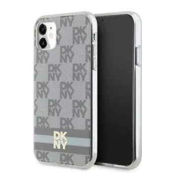 DKNY DKHMN61HCPTSE hardcase voor Apple iPhone 11 / XR 6,1 inch - beige geruit mono patroon & bedrukte strepen MagSafe