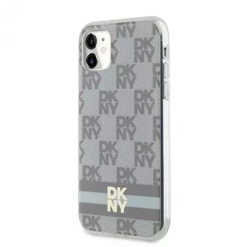 DKNY DKHMN61HCPTSE hardcase voor Apple iPhone 11 / XR 6,1 inch - beige geruit mono patroon & bedrukte strepen MagSafe