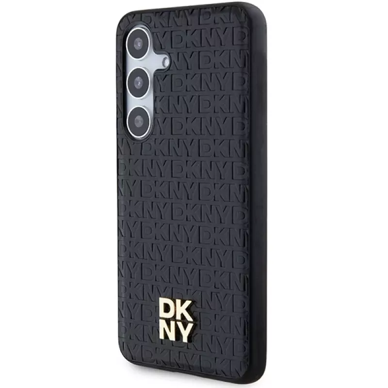 DKNY DKHMS24SPSHRPSK Hardcase lederlook metaal logo MagSafe voor Samsung Galaxy S24, Zwart