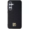 DKNY DKHMS24SPSHRPSK Hardcase lederlook metaal logo MagSafe voor Samsung Galaxy S24, Zwart