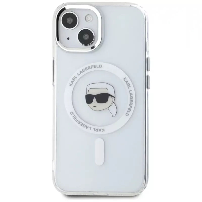 KARL LAGERFELD IML Metal Karl Head MagSafe Case voor Apple iPhone 15 - Wit