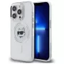 Karl Lagerfeld KLHMP14LHLSCHH iPhone 14 Pro 6.1 Hardcase IML Metaal Choupette Head MagSafe Wit