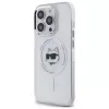 Karl Lagerfeld KLHMP14LHLSCHH iPhone 14 Pro 6.1 Hardcase IML Metaal Choupette Head MagSafe Wit