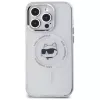 Karl Lagerfeld KLHMP14LHLSCHH iPhone 14 Pro 6.1 Hardcase IML Metaal Choupette Head MagSafe Wit