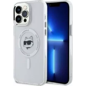 Karl Lagerfeld KLHMP14XHLSCHH iPhone 14 Pro Max 6,7 inch Witte Hardcase IML Metaal Choupette Head MagSafe
