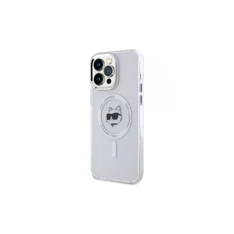 Karl Lagerfeld KLHMP14XHLSCHH iPhone 14 Pro Max 6,7 inch Witte Hardcase IML Metaal Choupette Head MagSafe