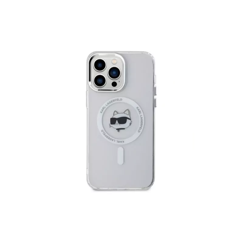 Karl Lagerfeld KLHMP14XHLSCHH iPhone 14 Pro Max 6,7 inch Witte Hardcase IML Metaal Choupette Head MagSafe